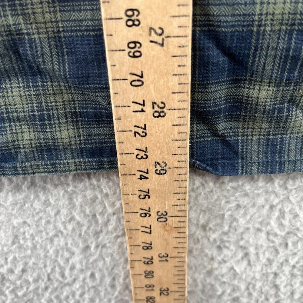 Banana Republic Shirt Mens Large Western Pearl Snap Navy Blue Green